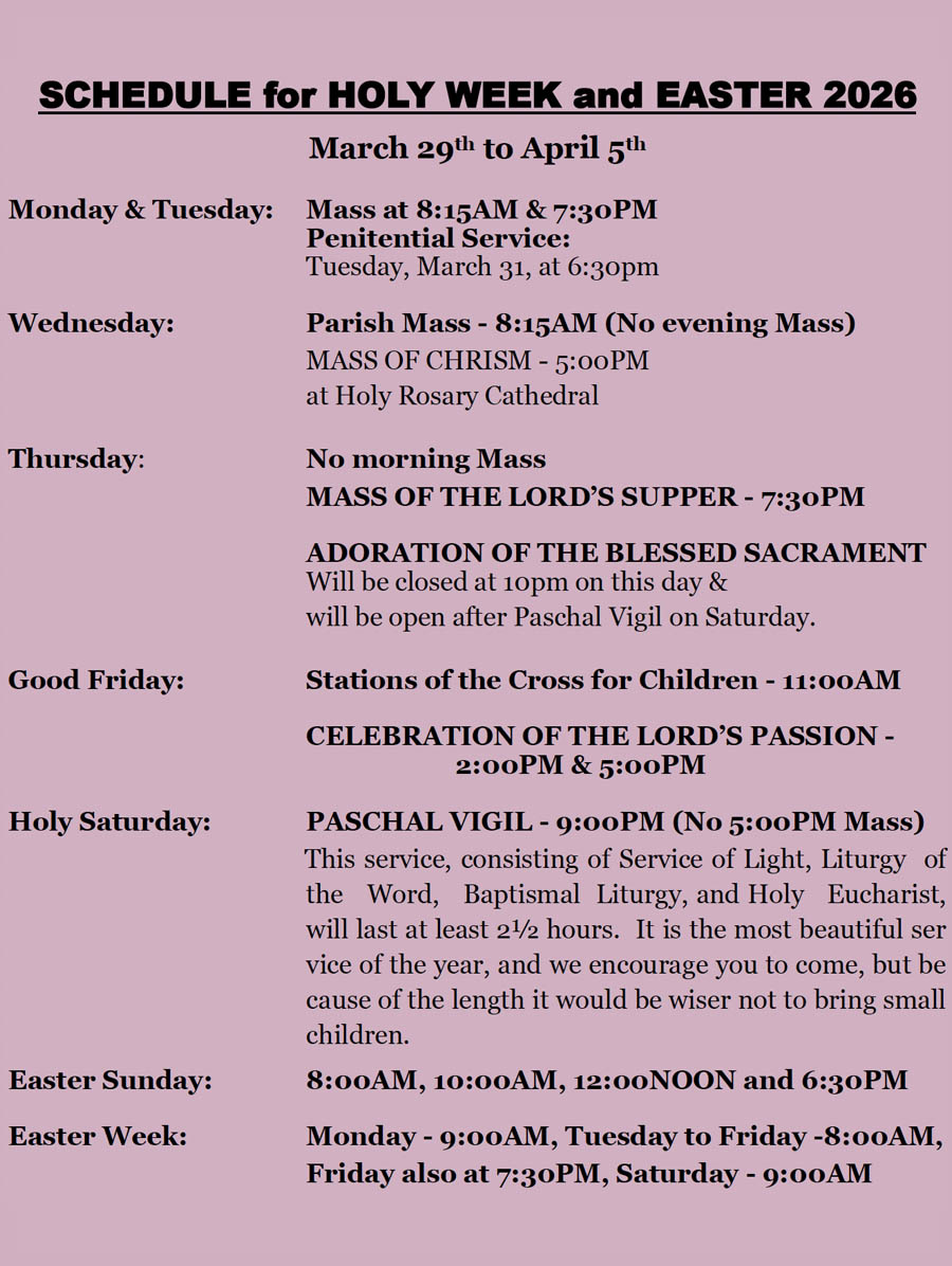 St. Paul's Parish Holy Week Schedule 2026